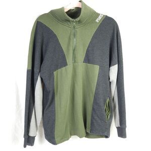 Victoria's Secret's PINK Womens Small Green‎ Grey Mockneck Pullover 1/4 Zip
